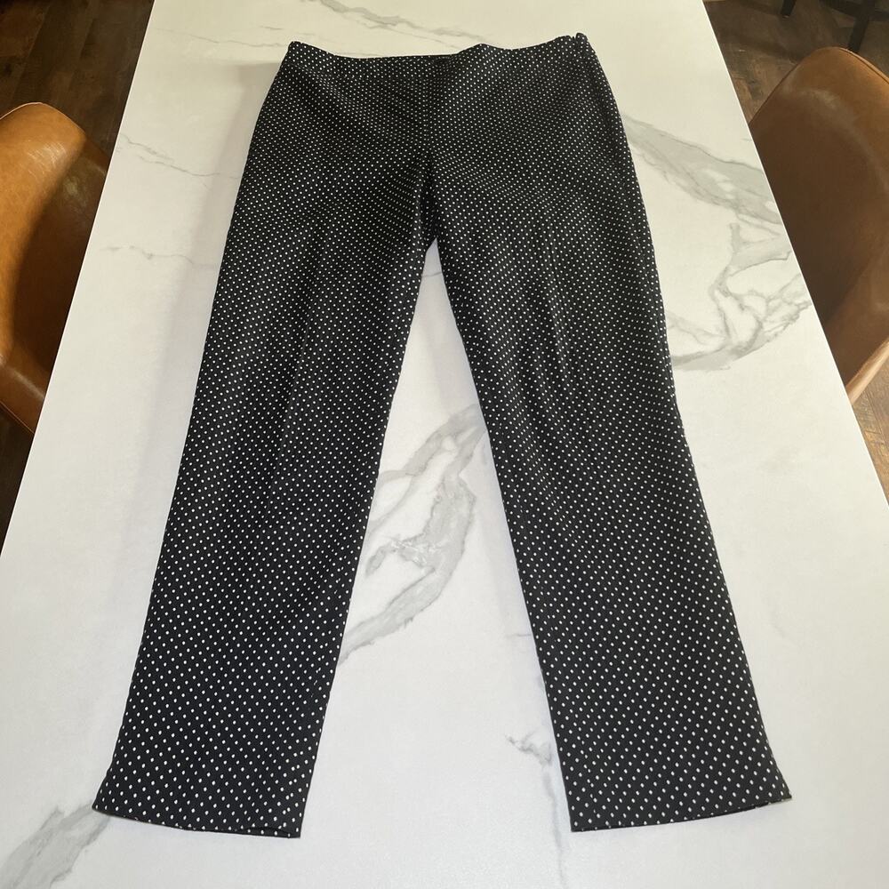 Tabots Chatham Ankle Pants Womens Size 6 Black w/ White Design Stretch Size Zip